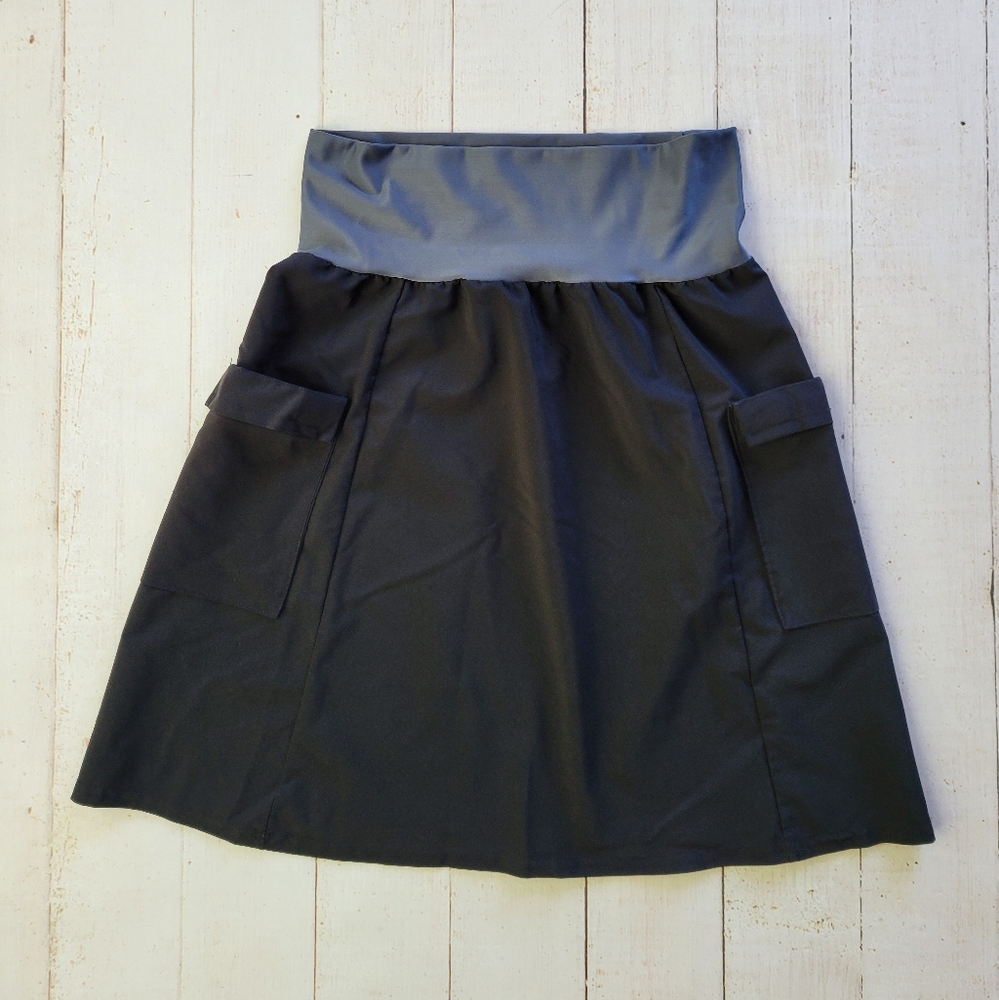 Purple Rain Adventure Hiking Active Black Grey Stretch Lightweight Skirt XS